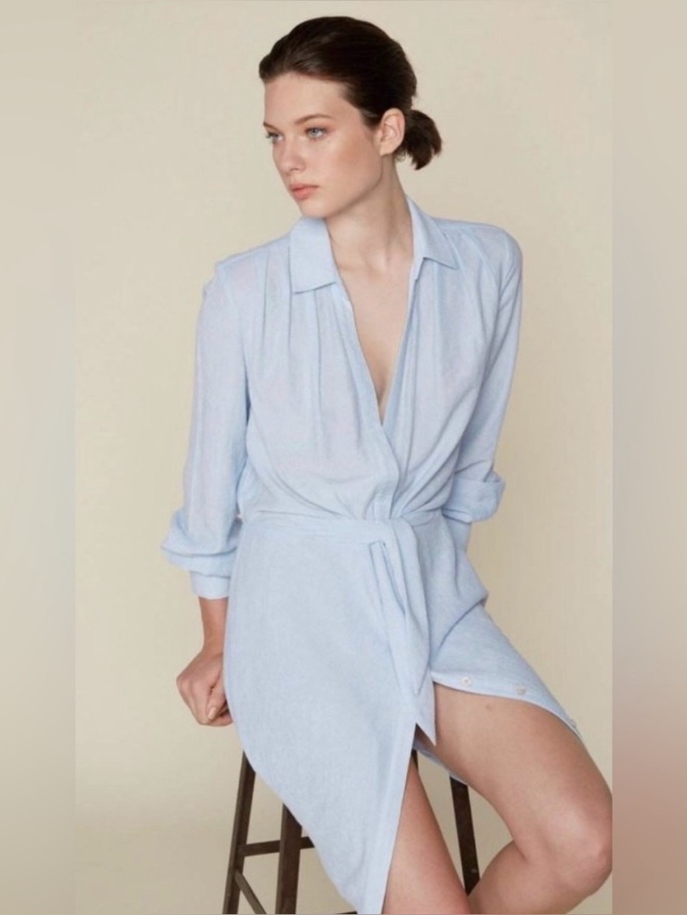 Brochu Walker Madsen Light Blue Wrap Mini Dress
